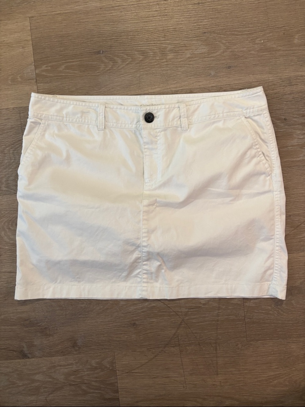 Caslon White Cotton Mini Skirt with Front Button 14